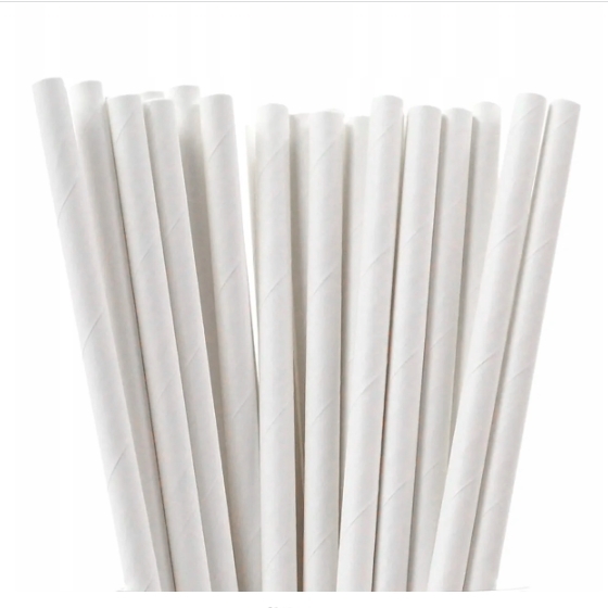 Słomki papierowe 20 cm białe gładkie - 25 szt (gd4-3.2) (1)