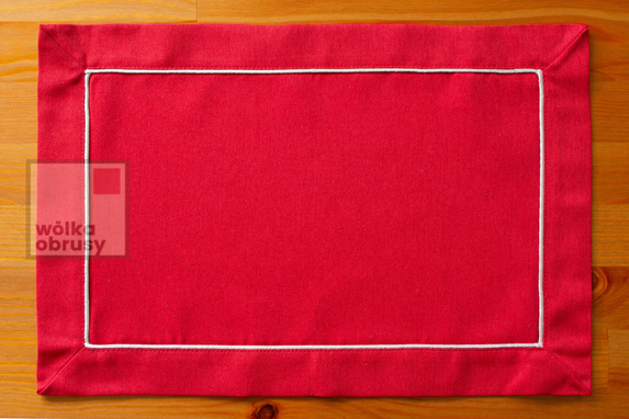 30x45 cm serwetka imitująca len CZERWONA ZE SREBRNĄ LAMÓWKĄ-paczka 2 szt (DA102-6) (3)