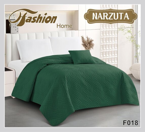 NARZUTA SATYNA BAWEŁNA na łóżko 200x220 cm ZIELONY (NELA-48) (1)
