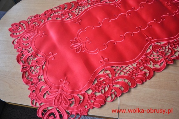 50x100 cm bieżnik prostokąt haftowany CZERWONY (16223-12) (1)
