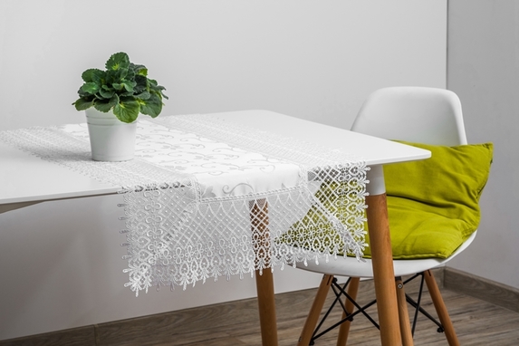 60x120 cm bieżnik prostokąt z gipiurą BIAŁY 