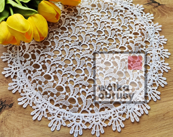 30 cm serwetka OKRĄGŁA z gipiury biała -paczka 6 szt (DA808-4) (2)