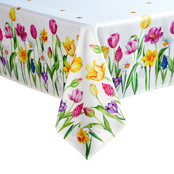 130x180 cm OBRUS prostokąt świąteczny wielkanocny DRUKOWANY kwiaty (PF201-30) (2)