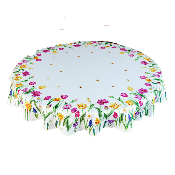 150 cm OBRUS koło świąteczny wielkanocny DRUKOWANY kwiaty (PF201-30) (1)