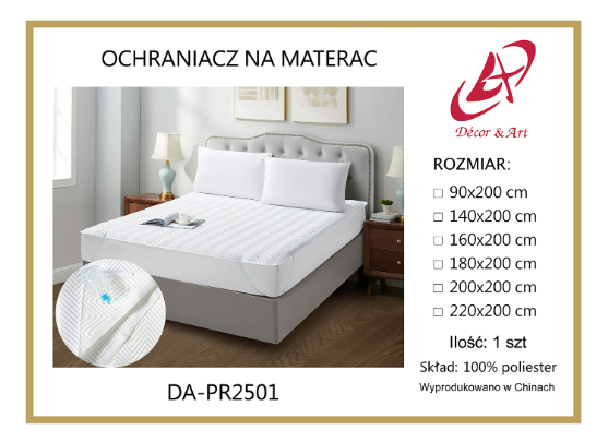 OCHRANIACZ NA MATERAC WODOODPORNY Z GUMKAMI 90X200 CM BIAŁY (LIN-22) (5)