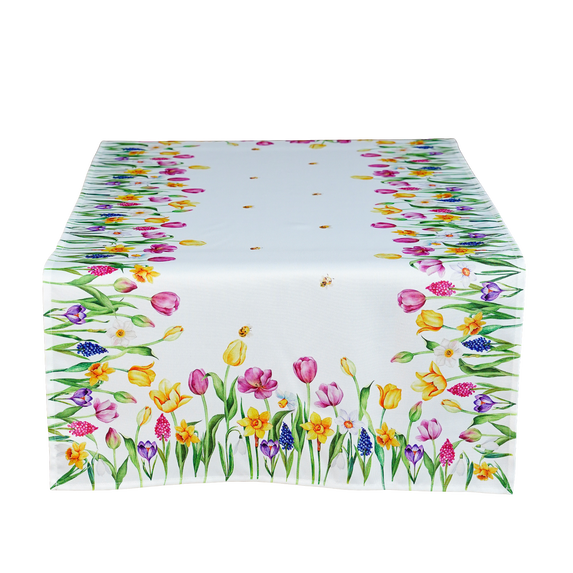 60x120 cm bieżnik  świąteczny wielkanocny DRUKOWANY kwiaty (PF201-10) (1)