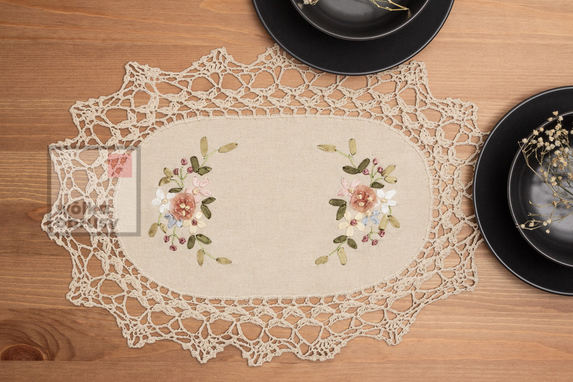 30x45 cm serwetki szydełkowe w różowe kwiaty-paczka 6 szt (3903B-5) (1)