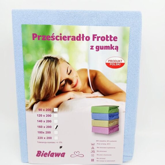 Prześcieradło FROTTE Z GUMKĄ 200x220 cm BŁĘKIT (ELA-25) (3)