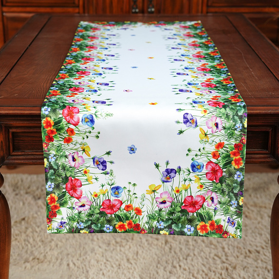 40x140 cm bieżnik  świąteczny wielkanocny DRUKOWANY kwiaty (PF203-10) (1)
