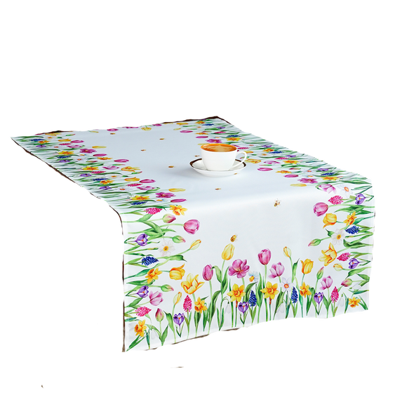 60x120 cm bieżnik  świąteczny wielkanocny DRUKOWANY kwiaty (PF201-10) (2)