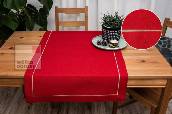60x120 cm bieżnik len BORDO ZE ZŁOTĄ LAMÓWKA (002-13) (1)