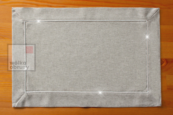 30x45 cm serwetka imitująca len SZARA ZE SREBRNĄ LAMÓWKĄ-paczka 2 szt (DA102-6) (1)