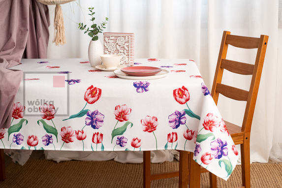 140x220 cm obrus len lurex DUŻE POLNE KWIATY (5051-40) (1)