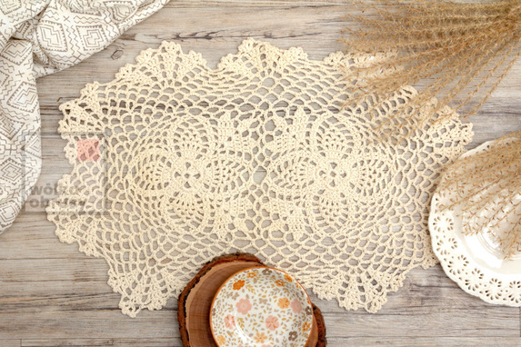 30x45 cm serwetka szydełko BEŻ- paczka 6 szt (9919F-4,5) (1)