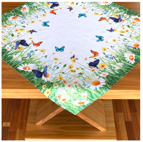 85x85 cm kwadrat drukowany RUMIANKI I MOTYLE (PF118-10) (1)