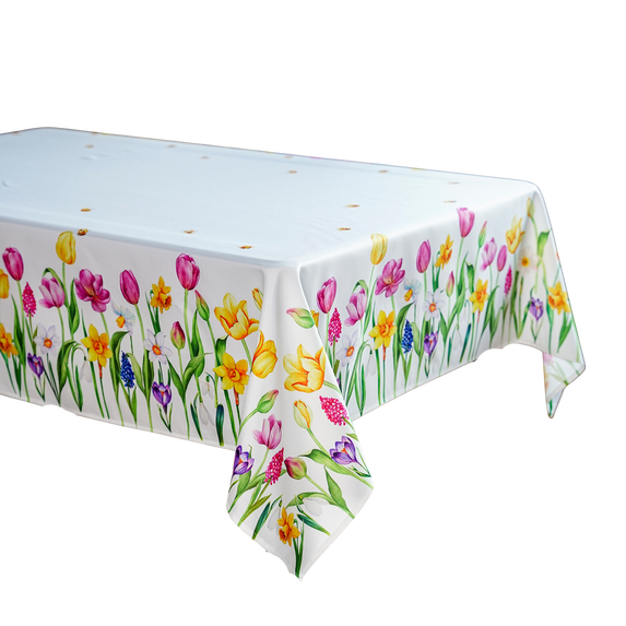 130x180 cm OBRUS prostokąt świąteczny wielkanocny DRUKOWANY kwiaty (PF201-30) (1)