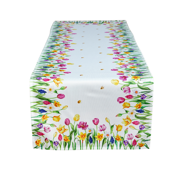 40x140 cm bieżnik  świąteczny wielkanocny DRUKOWANY kwiaty (PF201-10) (2)