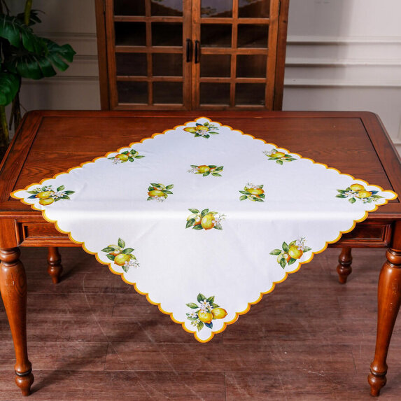 85x85 cm OBRUS bialy kwadrat DRUKOWANY cytrynki (PF156-10) (1)