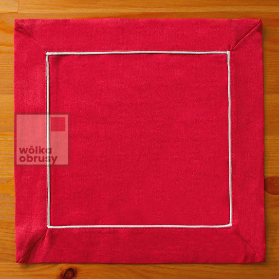 30x30 cm serwetka imitująca len CZERWONY ZE SREBRNĄ LAMÓWKĄ-paczka 2 szt (DA102-4) (3)