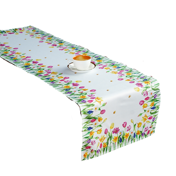 40x140 cm bieżnik  świąteczny wielkanocny DRUKOWANY kwiaty (PF201-10) (1)