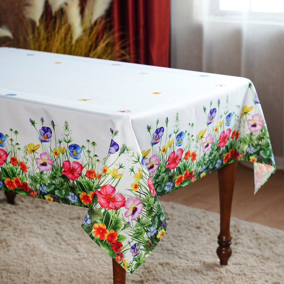 150x280 cm OBRUS prostokąt świąteczny wielkanocny DRUKOWANY kwiaty (PF203-60) (1)