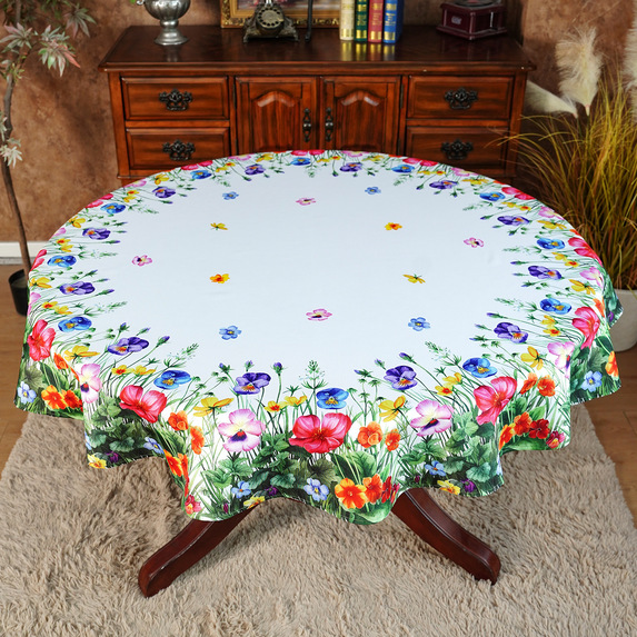 150 cm OBRUS koło świąteczny wielkanocny DRUKOWANY kwiaty (PF203-30) (1)