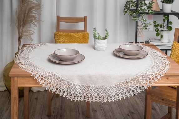 120 cm koło LEN Z GIPIURĄ BEŻOWY (555-35) (1)