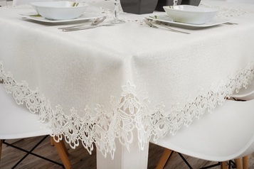 150x260 cm obrus owalny z gipiurą ECRU (384-65)