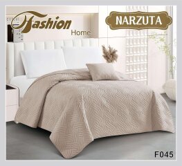 NARZUTA SATYNA BAWEŁNA na łóżko 200x220 cm BEŻOWY (NELA-48)