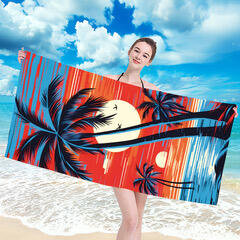 RĘCZNIK PLAŻOWY 70x140 - PALMY PACZKA 10SZT (ELA-10)