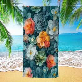 RĘCZNIK PLAŻOWY 70x140 - KWIATY 1 PACZKA 10SZT (ELA-10)