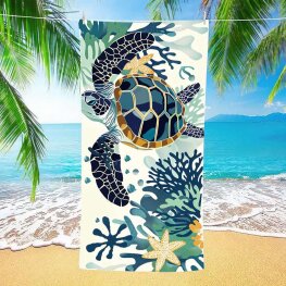 RĘCZNIK PLAŻOWY 70x140 - ŻÓŁW 1 PACZKA 10SZT (ELA-10)