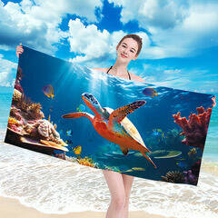 RĘCZNIK PLAŻOWY 70x140 - ŻÓŁW PACZKA 10SZT (ELA-10)