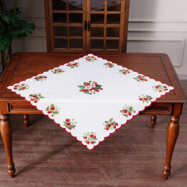 85x85 cm OBRUS bialy kwadrat DRUKOWANY truskawki (PF157-10)